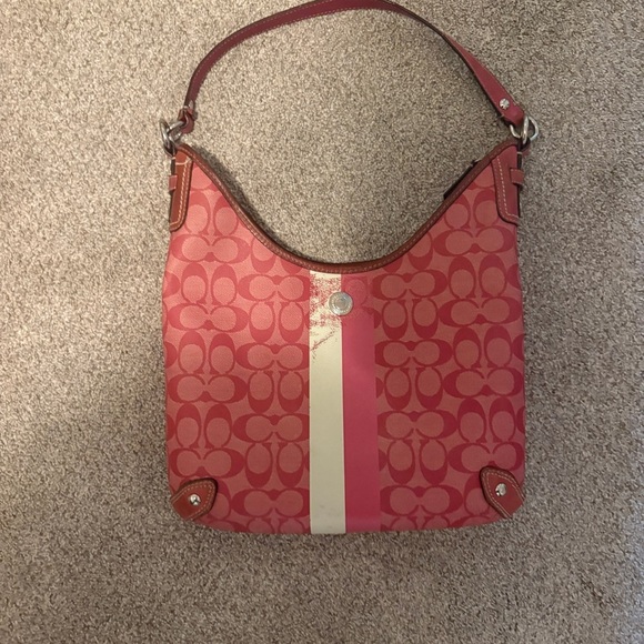 Coach Handbags - Vintage Coach Y2K Signature C Hot Pink Demi Canvas Leather Shoulder Bag Hobo